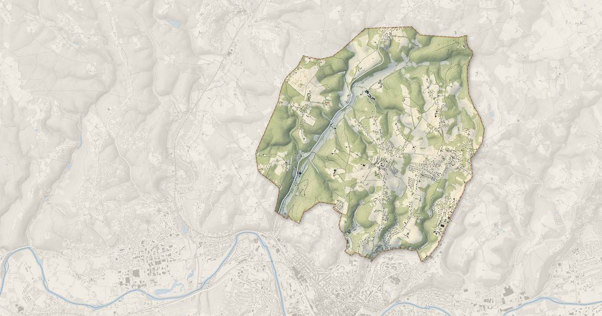 Portrait cartographique de Champcevinel : relief, eau, forêts, bâti et voies, calculés à partir des données de l'IGN