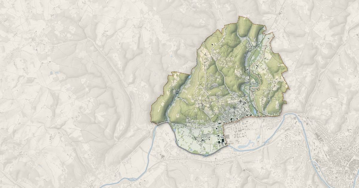 Portrait cartographique de Chancelade : relief, eau, forêts, bâti et voies, calculés à partir des données de l'IGN