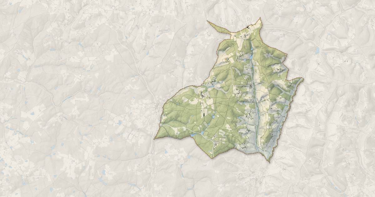 Portrait cartographique de Chantérac : relief, eau, forêts, bâti et voies, calculés à partir des données de l'IGN