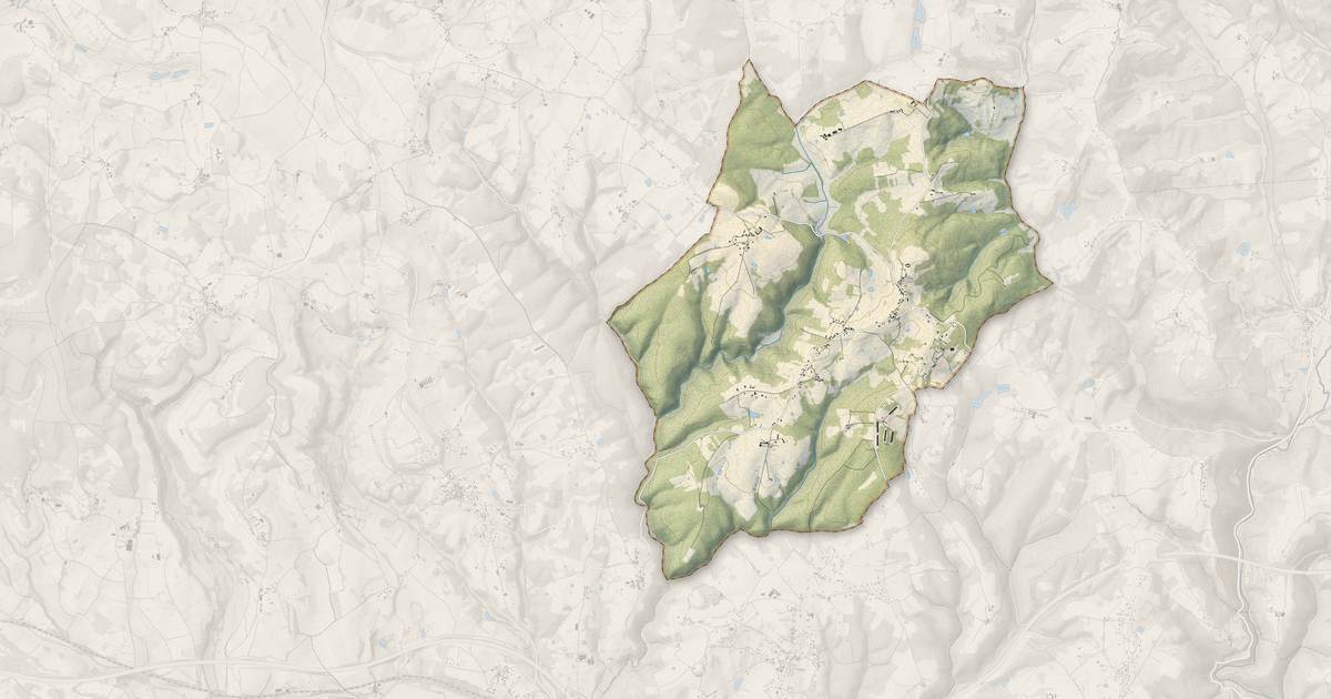 Portrait cartographique de Châtres : relief, eau, forêts, bâti et voies, calculés à partir des données de l'IGN