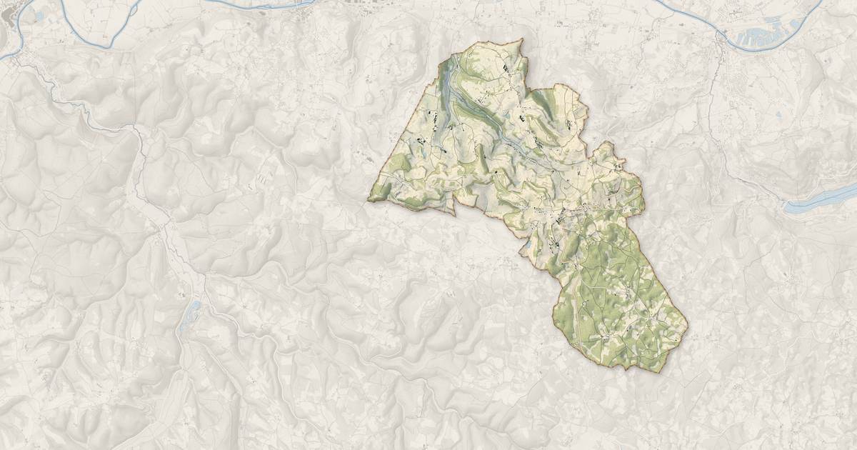 Portrait cartographique de Les Coteaux Périgourdins : relief, eau, forêts, bâti et voies, calculés à partir des données de l'IGN