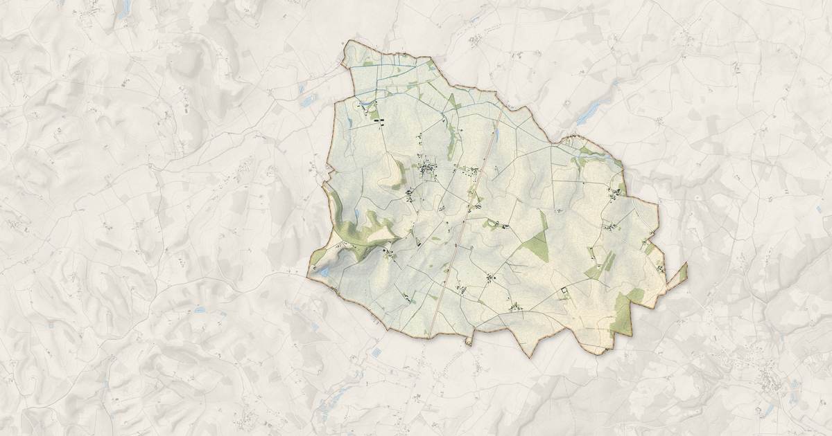 Portrait cartographique de Cherval : relief, eau, forêts, bâti et voies, calculés à partir des données de l'IGN
