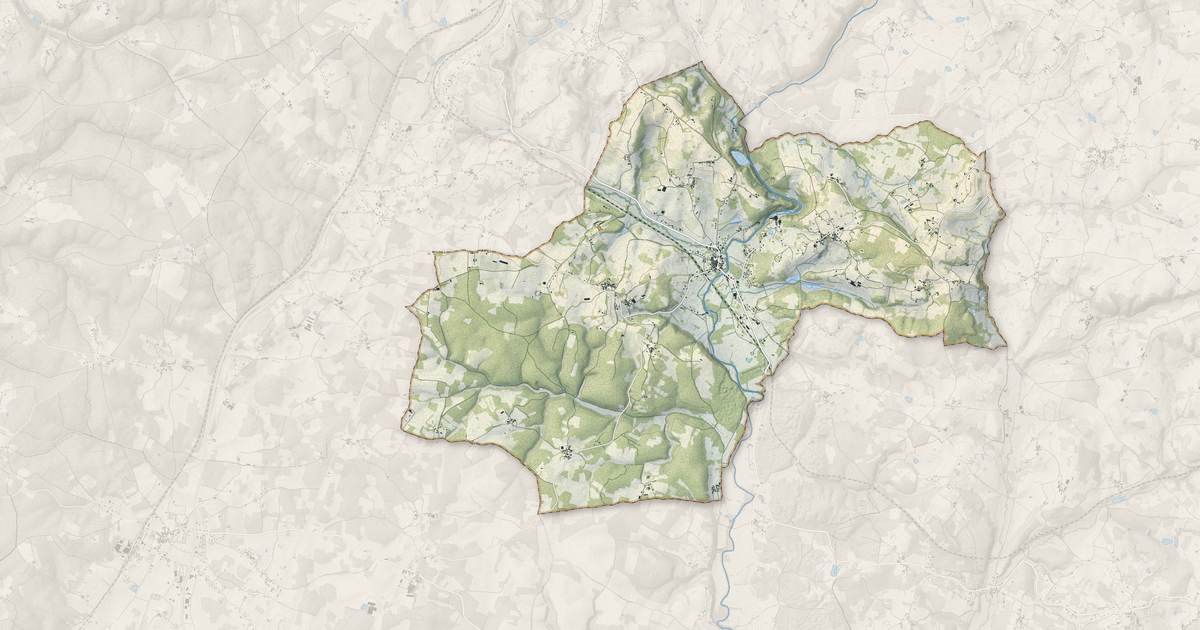 Portrait cartographique de Corgnac-sur-l'Isle : relief, eau, forêts, bâti et voies, calculés à partir des données de l'IGN