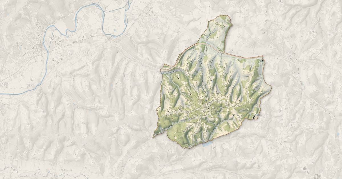 Portrait cartographique de Coursac : relief, eau, forêts, bâti et voies, calculés à partir des données de l'IGN