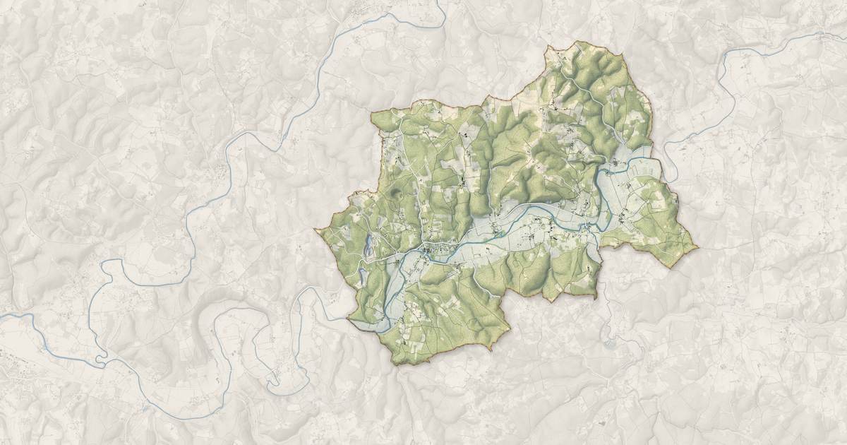 Portrait cartographique de Cubjac-Auvézère-Val d'Ans : relief, eau, forêts, bâti et voies, calculés à partir des données de l'IGN