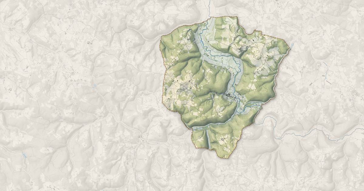 Portrait cartographique de Daglan : relief, eau, forêts, bâti et voies, calculés à partir des données de l'IGN