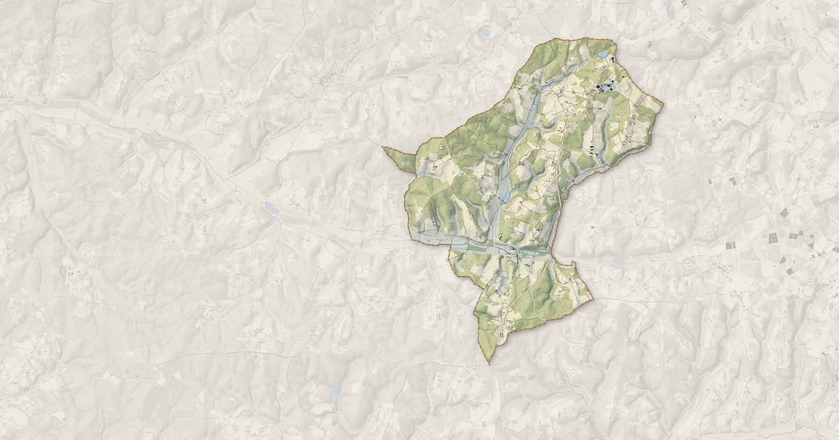 Portrait cartographique de Douville : relief, eau, forêts, bâti et voies, calculés à partir des données de l'IGN