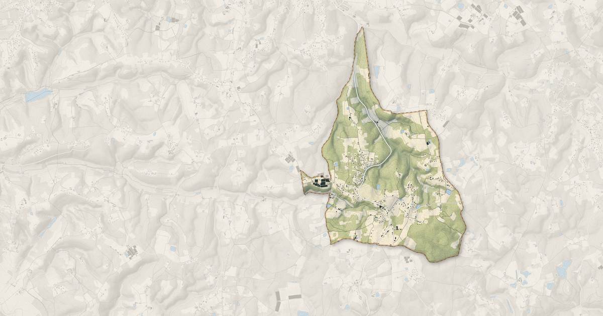Portrait cartographique de Église-Neuve-de-Vergt : relief, eau, forêts, bâti et voies, calculés à partir des données de l'IGN