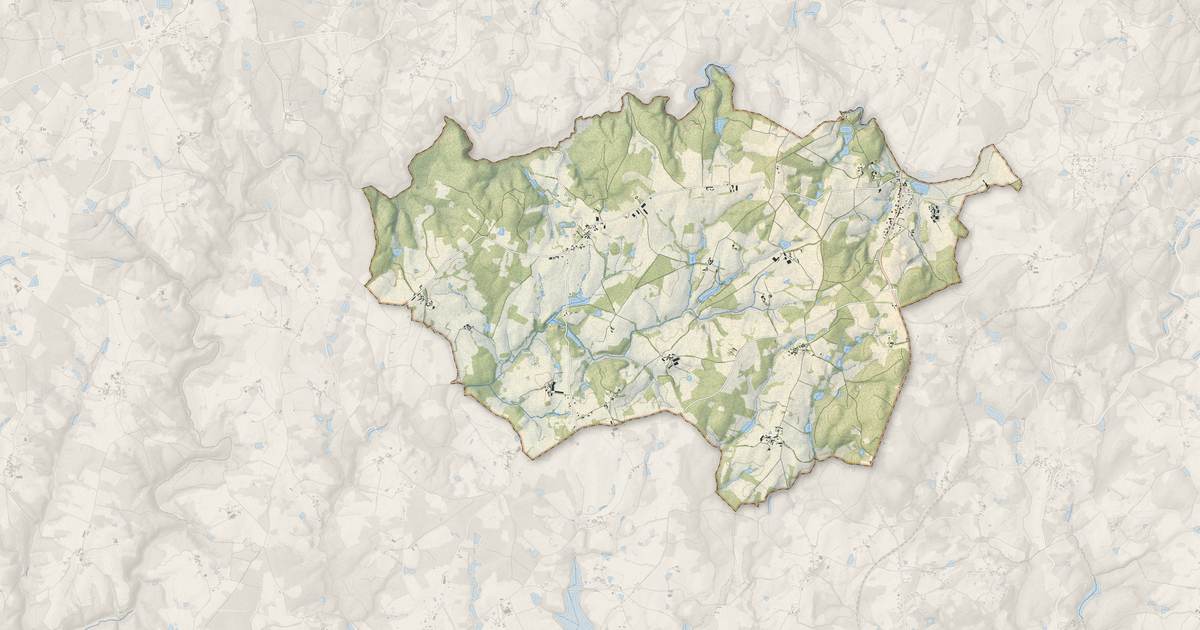 Portrait cartographique de Firbeix : relief, eau, forêts, bâti et voies, calculés à partir des données de l'IGN