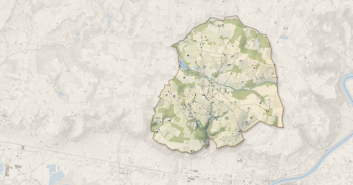 Portrait cartographique de Fougueyrolles : relief, eau, forêts, bâti et voies, calculés à partir des données de l'IGN