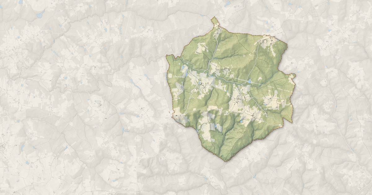 Portrait cartographique de Fraisse : relief, eau, forêts, bâti et voies, calculés à partir des données de l'IGN