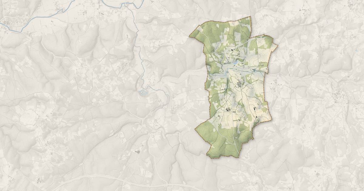 Portrait cartographique de Gabillou : relief, eau, forêts, bâti et voies, calculés à partir des données de l'IGN
