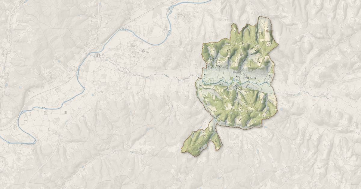 Portrait cartographique de Grignols : relief, eau, forêts, bâti et voies, calculés à partir des données de l'IGN