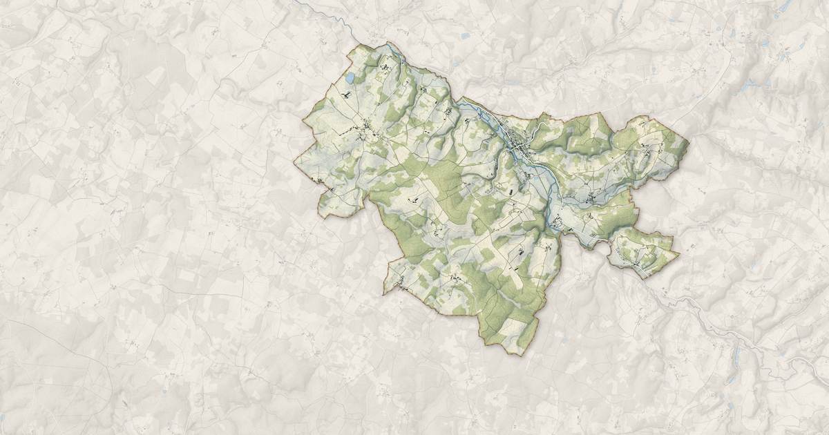 Portrait cartographique de Javerlhac-et-la-Chapelle-Saint-Robert : relief, eau, forêts, bâti et voies, calculés à partir des données de l'IGN