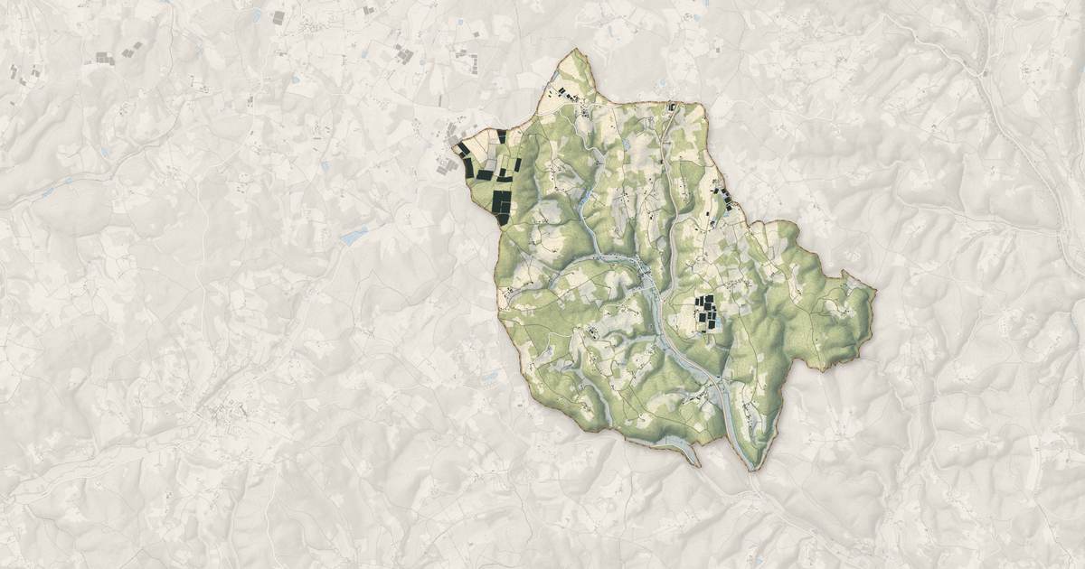 Portrait cartographique de Journiac : relief, eau, forêts, bâti et voies, calculés à partir des données de l'IGN