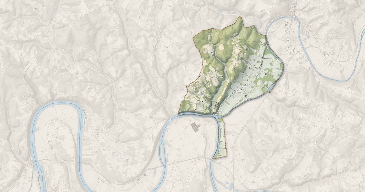 Portrait cartographique de Limeuil : relief, eau, forêts, bâti et voies, calculés à partir des données de l'IGN
