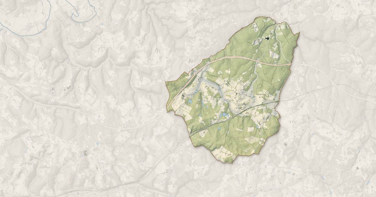 Portrait cartographique de Limeyrat : relief, eau, forêts, bâti et voies, calculés à partir des données de l'IGN