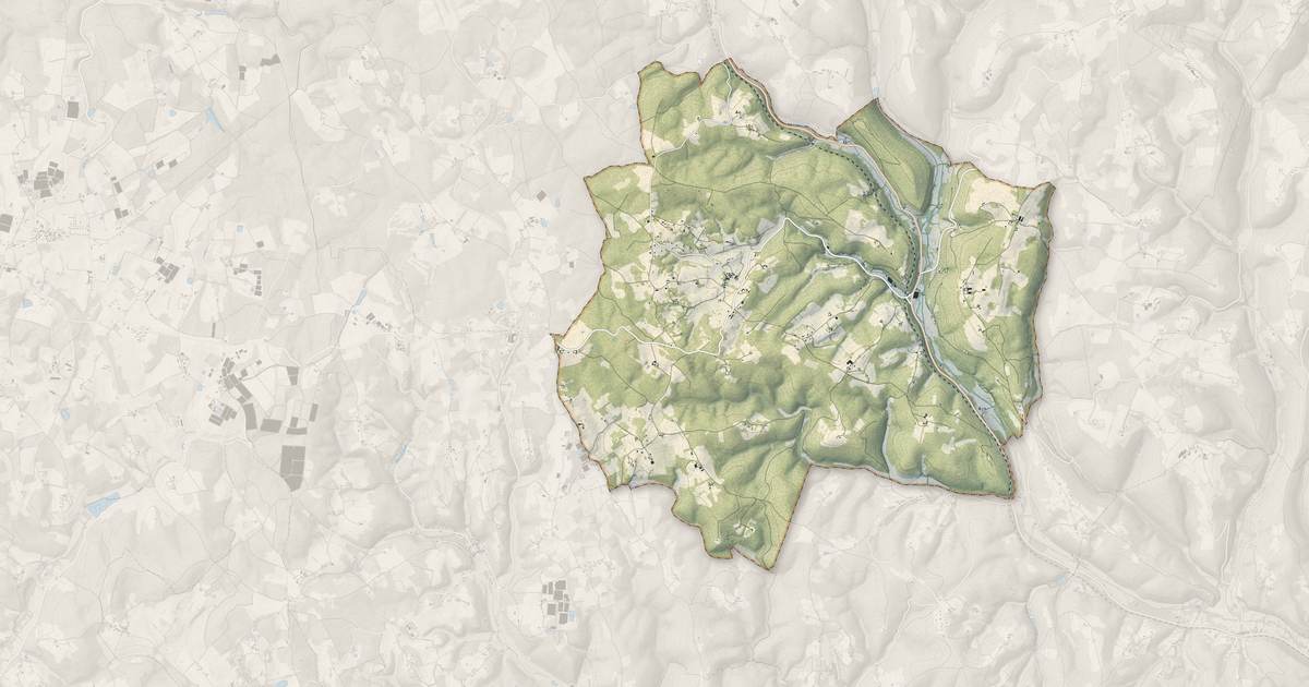 Portrait cartographique de Mauzens-et-Miremont : relief, eau, forêts, bâti et voies, calculés à partir des données de l'IGN