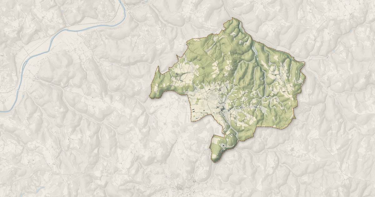 Portrait cartographique de Meyrals : relief, eau, forêts, bâti et voies, calculés à partir des données de l'IGN