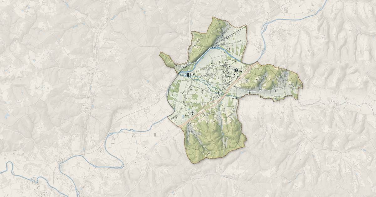 Portrait cartographique de Neuvic : relief, eau, forêts, bâti et voies, calculés à partir des données de l'IGN