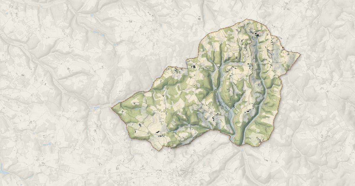 Portrait cartographique de Paulin : relief, eau, forêts, bâti et voies, calculés à partir des données de l'IGN