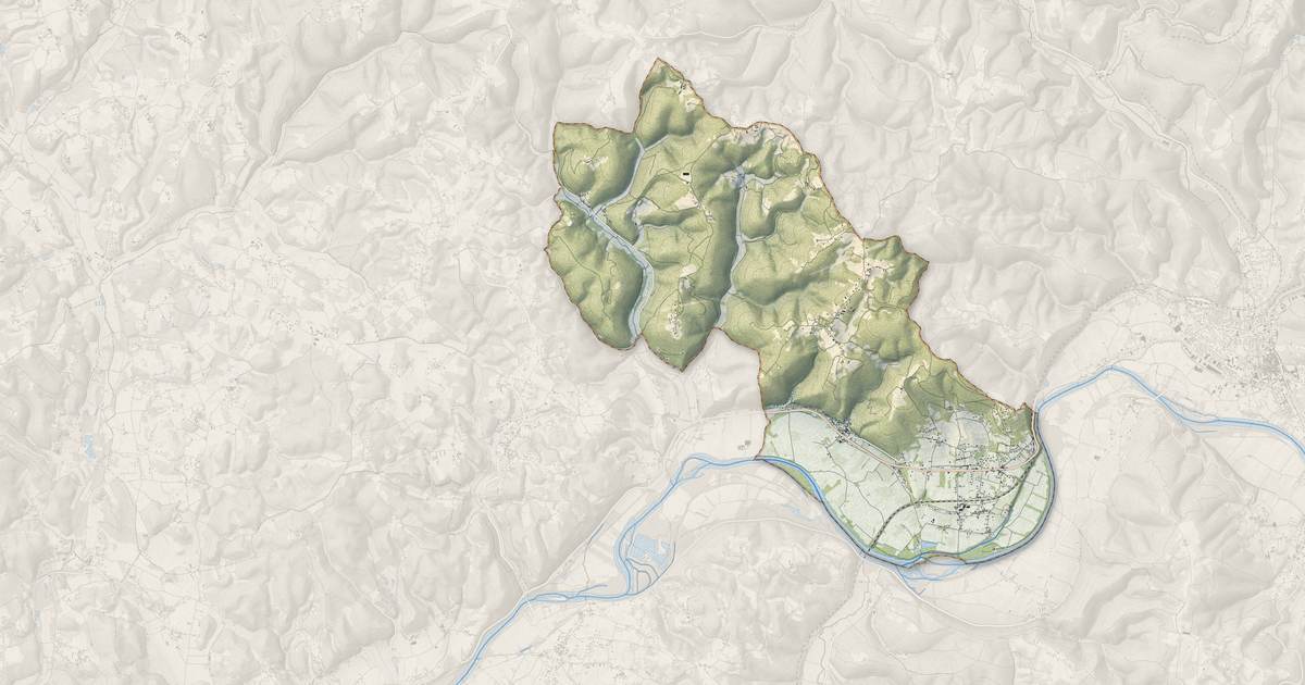 Portrait cartographique de Pechs-de-l'Espérance : relief, eau, forêts, bâti et voies, calculés à partir des données de l'IGN