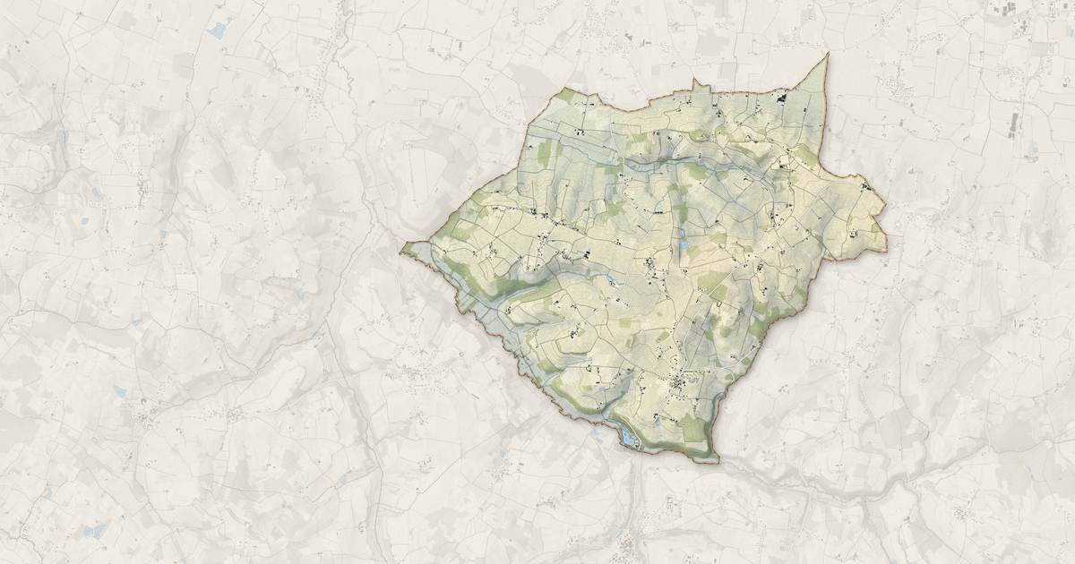 Portrait cartographique de Pomport : relief, eau, forêts, bâti et voies, calculés à partir des données de l'IGN