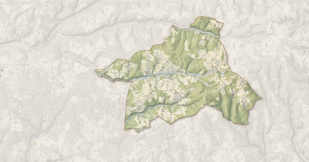 Portrait cartographique de Pressignac-Vicq : relief, eau, forêts, bâti et voies, calculés à partir des données de l'IGN