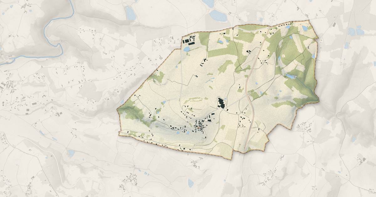 Portrait cartographique de Preyssac-d'Excideuil : relief, eau, forêts, bâti et voies, calculés à partir des données de l'IGN