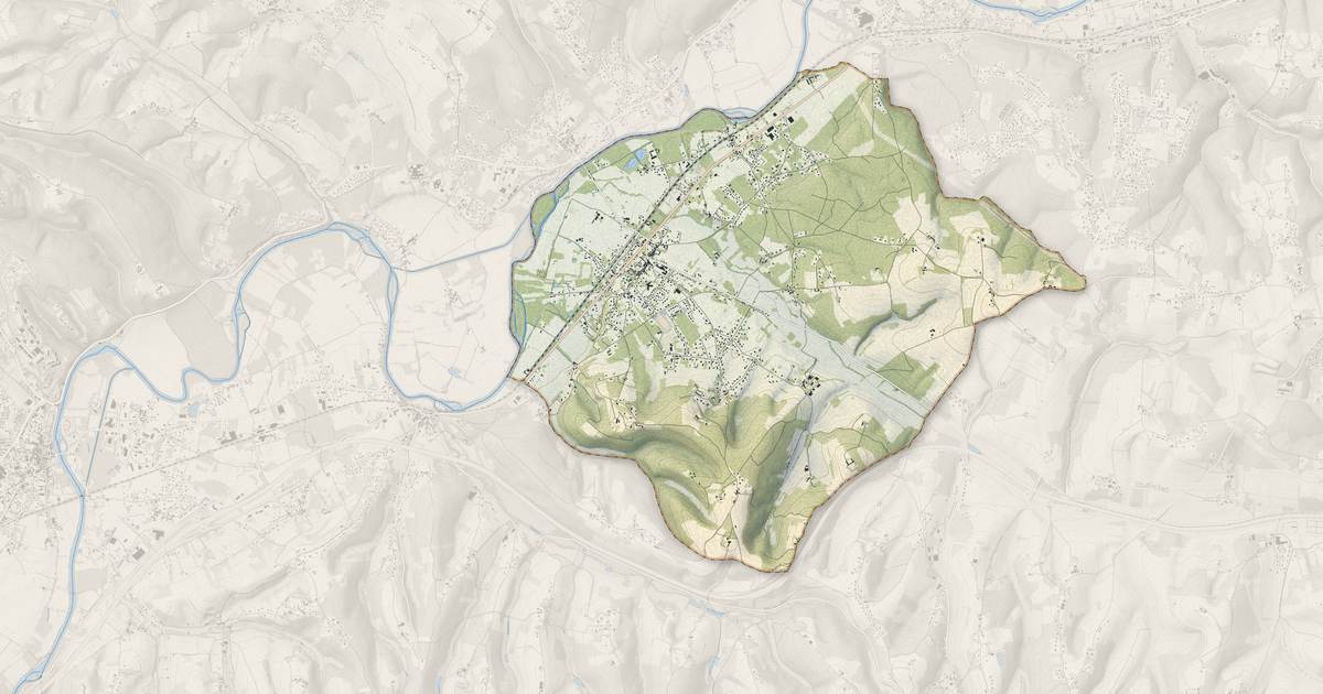 Portrait cartographique de Razac-sur-l'Isle : relief, eau, forêts, bâti et voies, calculés à partir des données de l'IGN
