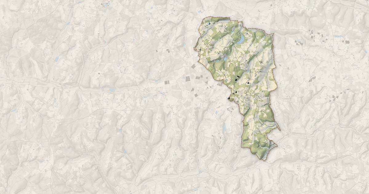 Portrait cartographique de Saint-Amand-de-Vergt : relief, eau, forêts, bâti et voies, calculés à partir des données de l'IGN