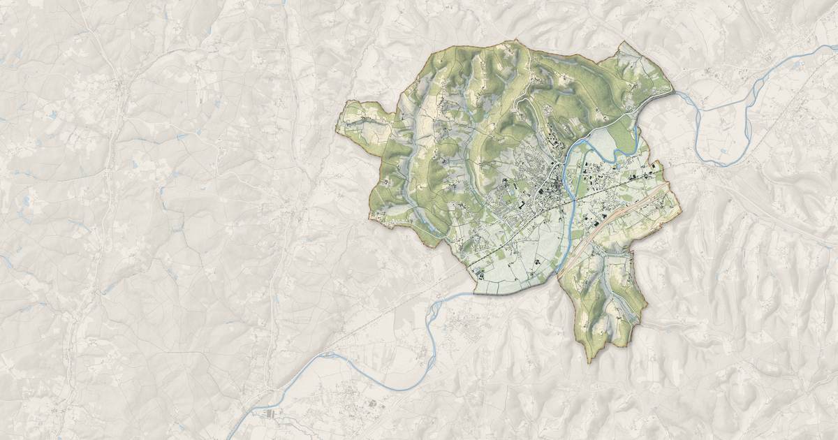 Portrait cartographique de Saint-Astier : relief, eau, forêts, bâti et voies, calculés à partir des données de l'IGN