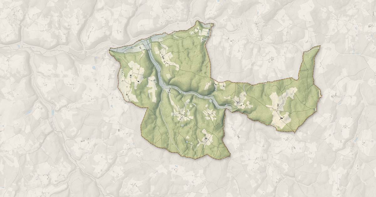 Portrait cartographique de Saint-Avit-Rivière : relief, eau, forêts, bâti et voies, calculés à partir des données de l'IGN