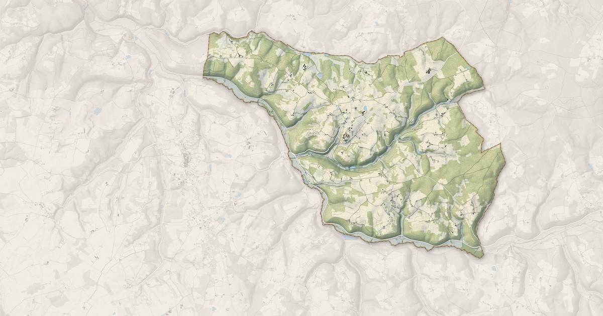Portrait cartographique de Saint-Avit-Sénieur : relief, eau, forêts, bâti et voies, calculés à partir des données de l'IGN