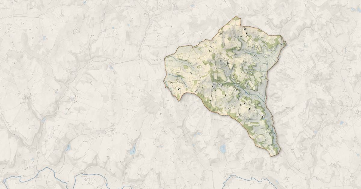 Portrait cartographique de Saint-Capraise-d'Eymet : relief, eau, forêts, bâti et voies, calculés à partir des données de l'IGN