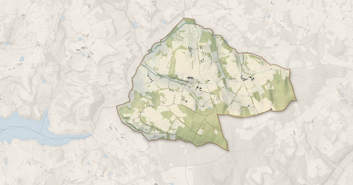 Portrait cartographique de Saint-Cassien : relief, eau, forêts, bâti et voies, calculés à partir des données de l'IGN