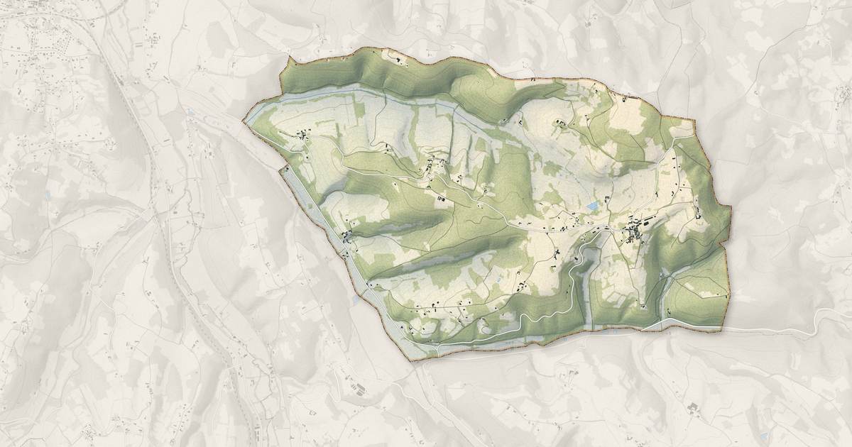 Portrait cartographique de Saint-Germain-de-Belvès : relief, eau, forêts, bâti et voies, calculés à partir des données de l'IGN