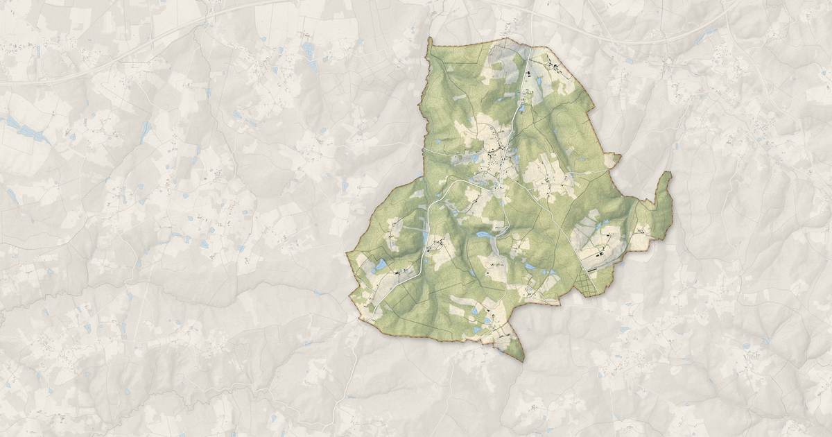 Portrait cartographique de Saint-Géry : relief, eau, forêts, bâti et voies, calculés à partir des données de l'IGN
