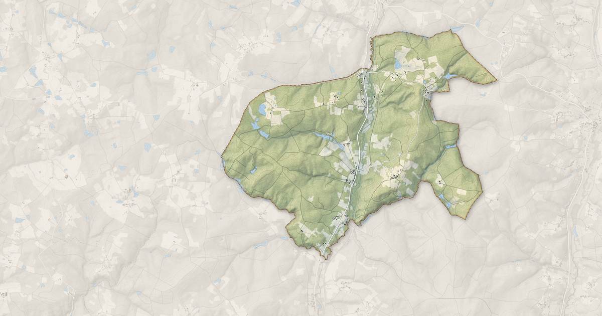 Portrait cartographique de Saint-Jean-d'Ataux : relief, eau, forêts, bâti et voies, calculés à partir des données de l'IGN