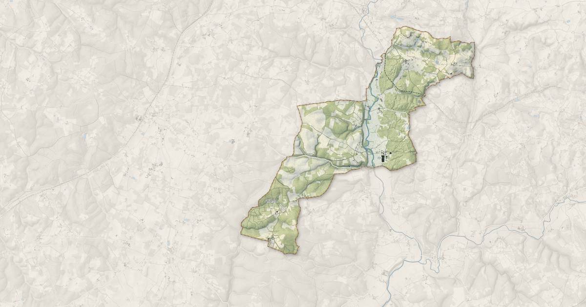 Portrait cartographique de Saint-Jory-las-Bloux : relief, eau, forêts, bâti et voies, calculés à partir des données de l'IGN