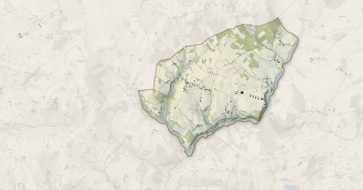 Portrait cartographique de Saint-Léon-d'Issigeac : relief, eau, forêts, bâti et voies, calculés à partir des données de l'IGN