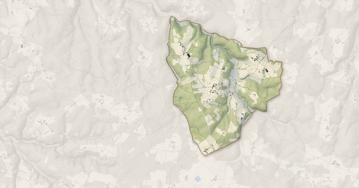 Portrait cartographique de Saint-Marcory : relief, eau, forêts, bâti et voies, calculés à partir des données de l'IGN