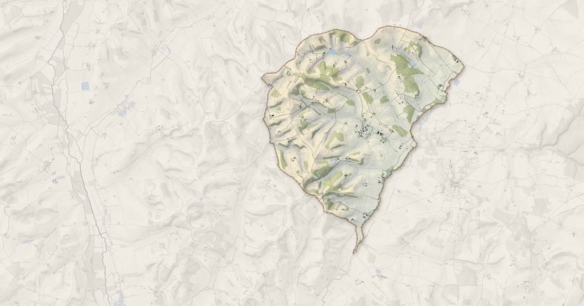 Portrait cartographique de Saint-Martial-Viveyrol : relief, eau, forêts, bâti et voies, calculés à partir des données de l'IGN
