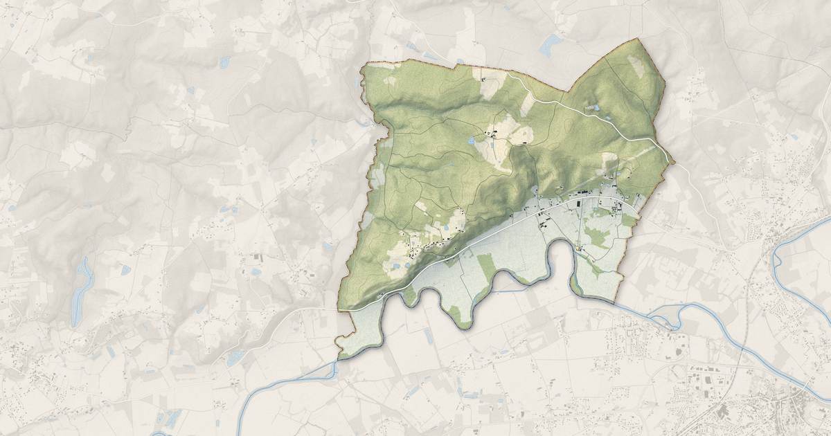 Portrait cartographique de Saint-Martin-l'Astier : relief, eau, forêts, bâti et voies, calculés à partir des données de l'IGN