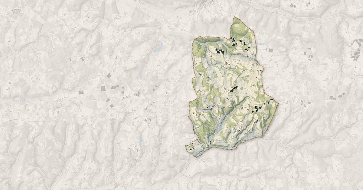 Portrait cartographique de Saint-Michel-de-Villadeix : relief, eau, forêts, bâti et voies, calculés à partir des données de l'IGN