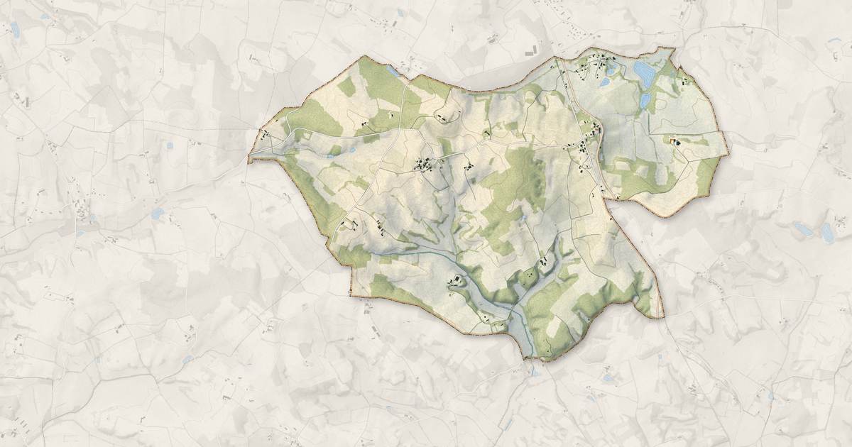 Portrait cartographique de Saint-Perdoux : relief, eau, forêts, bâti et voies, calculés à partir des données de l'IGN