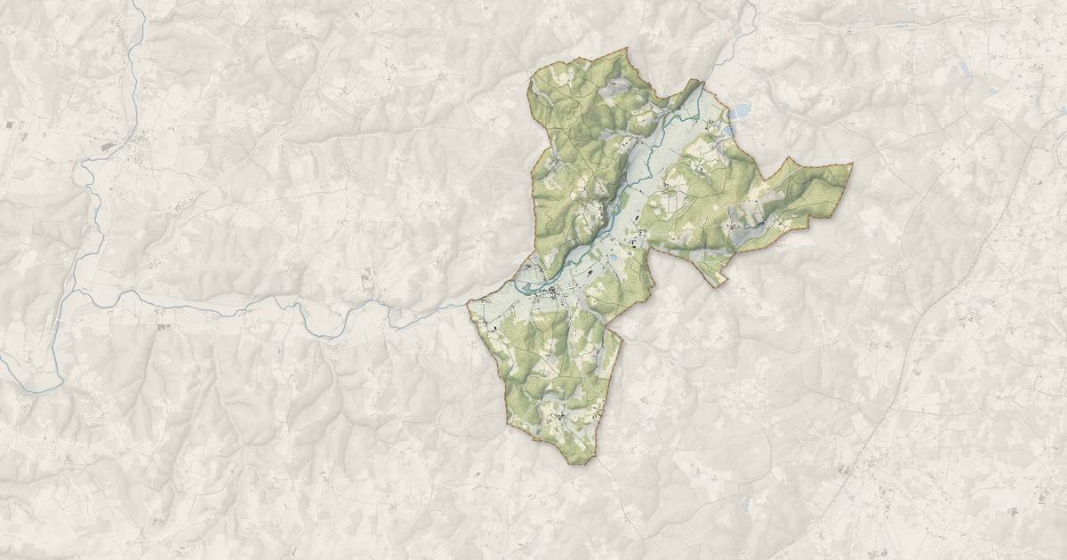 Portrait cartographique de Saint-Pierre-de-Côle : relief, eau, forêts, bâti et voies, calculés à partir des données de l'IGN