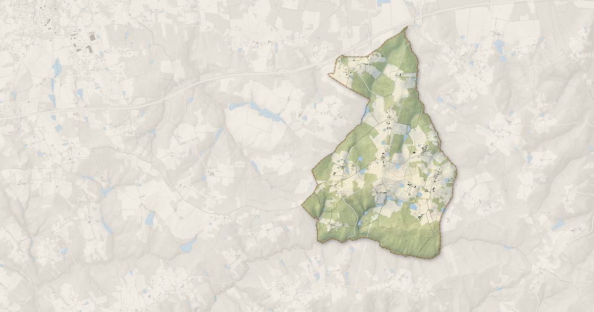 Portrait cartographique de Saint-Sauveur-Lalande : relief, eau, forêts, bâti et voies, calculés à partir des données de l'IGN