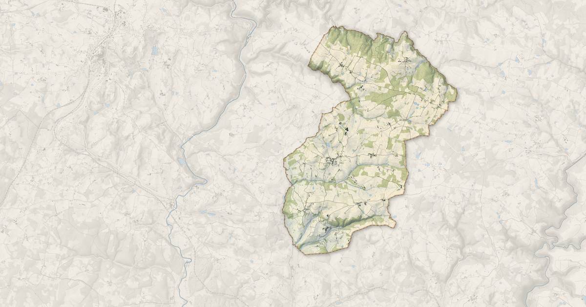Portrait cartographique de Saint-Sulpice-d'Excideuil : relief, eau, forêts, bâti et voies, calculés à partir des données de l'IGN