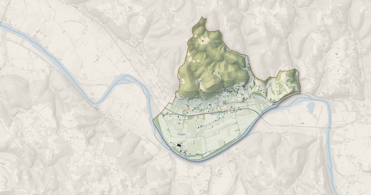 Portrait cartographique de Saint-Vincent-de-Cosse : relief, eau, forêts, bâti et voies, calculés à partir des données de l'IGN
